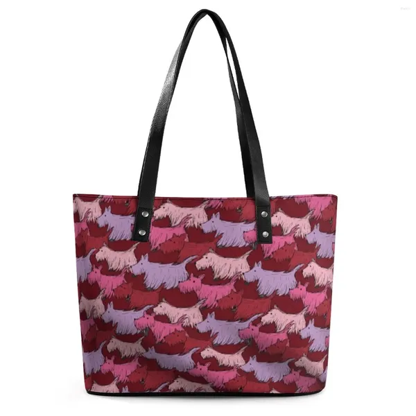 Sacs de soirée Scottish Terrier Friends Sacs à main Dog Cool Sac à bandoulière Épicerie PU Cuir Fourre-tout Dames Top-Poignée Custom Shopping