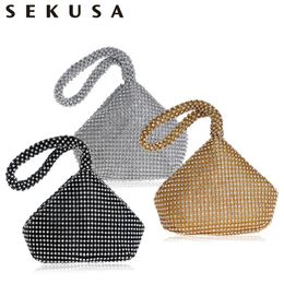 Avondtassen SEKUSA Metalen clutch bag Fashion Lady Female Diamond Super Mini Handtas voor bruiloft 231026
