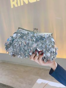 Avondtassen Pailletten Clutch voor Dames Tas Schoolfeest Glanzend Kleine portemonnee Mode Handtas Banket Schouder Cocktailparty Zilver 230926