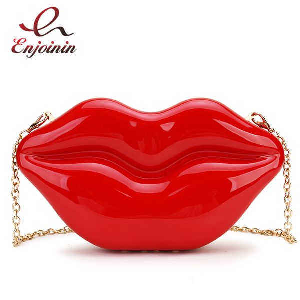 Bolsos de noche Sexy Labios rojos Diseño Mujeres Fiesta Embrague Bolso de noche Bolso de cadena femenina Bolso cruzado Monederos y bolsos de mano Bolsa Moda 230316