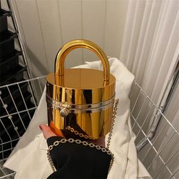Avondtassen Shine Cilinder Handtassen voor Dames Acryl Mode Luxe Tote Bag Chain Ongebruikelijk Hard Party Spiegel Schouder Dames 231115
