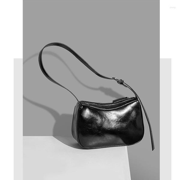 Bolsos de noche Hombro para mujer Bolso de cuero de cera de aceite Bandolera clásica Diseñador de lujo Alta calidad Mujer Simple Zip Axila