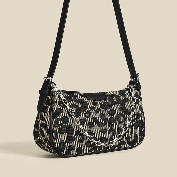Bolsos de noche Hombro Leopardo Cheetah Estampado para mujeres 2022 Lujo con cadenas Crossbody Pequeña moda Black Ladies Clutch Bolsos