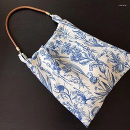 Avondtassen Schouder Nis Retro Chinees Blauw En Wit Porselein Bloem Koeienhuid Riem Onderarm Schuine Straddle Bag