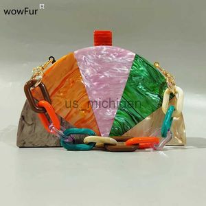 Sacs de soirée ÉpauleCrossbody Party Prom Sacs à main perle orange patchwork Femmes Messenger Sac Acrylique Soirée Dame De Mariage Embrayage Bourse Sacs J231109