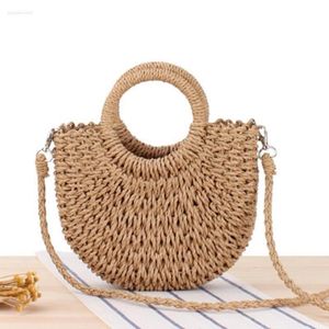 Avondtassen eenvoudige wind semi-cirkelvormig stro geweven tas strand handgeweven messenger draagbare vrijetijdsvakantie vrouwelijk belasting