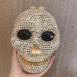 Sacs de soirée Crâne Diamants Sac Halloween Sacs à main métalliques Cristal Épaule 3D Strass Party Embrayage Dames pour femmes