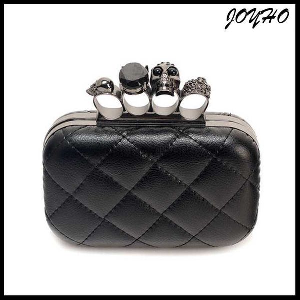 Sacs de soirée Bague tête de mort femme sac de soirée femme à carreaux vintage pochette Mesdames sacs de messager Mini noir Fête de luxe Embrayages sac à main HKD230821