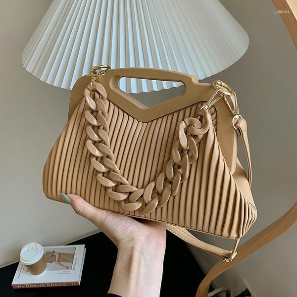 Sacs de soirée Petit sac Femmes 2023 Mode coréenne Stripe Messenger Tendance Femme PVC Chaîne Une épaule