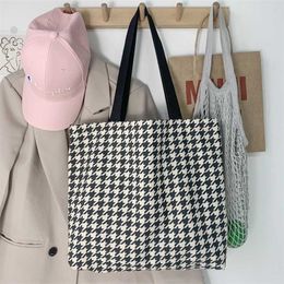 Abendtaschen Kleine Tasche Damen Herbst und Winter New Thousand Bird Check Vielseitige Canvas-Schultertasche mit großer Kapazität Handtasche 230828