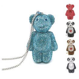 Avondtassen KLEINE dames bruids bruiloft portemonnee dames avondtasje diamant luxe kristal schattig teddy wasbeer beer Grizzly portemonnees 230504