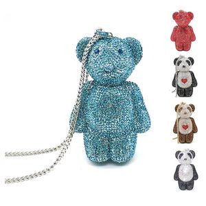 Bolsas de noche Pequeñas damas nupciales de la fiesta de bodas Monedero Mujeres Bolsa de noche Diamante Cristal de lujo Lindo Teddy Mapache Oso Grizzly Monederos 230504