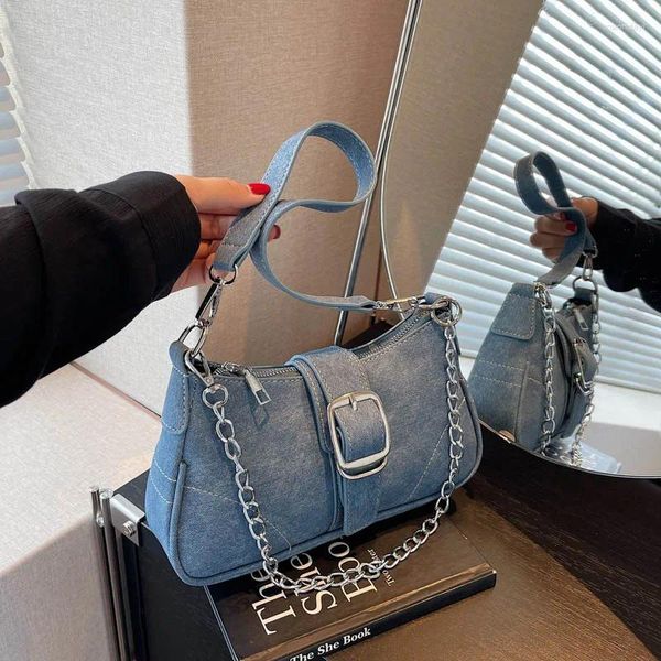 Bolsos de noche Pequeño hombro de cuero para mujeres 2023 Moda coreana Lady Cadena Bolsa de axila Bolsos y monederos cruzados