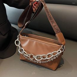 Sacs de soirée Petit sac de messager pour femmes Simple Satchel Sac à main et sac à main de luxe en métal épais chaîne épaule PU cuir dames téléphone