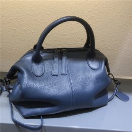 Bolsos de noche Cuero de vaca suave Bolso pequeño de cuero genuino para mujer Bolsas de mensajero de hombro para mujer Monedero de moda Negro Azul 231108