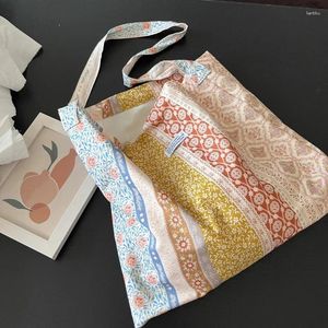 Avondtassen Zachte Eco-boodschappentas voor dames met grote capaciteit Vintage bloemenmode Damesschouder Casual strandtas Handtassen voor dames