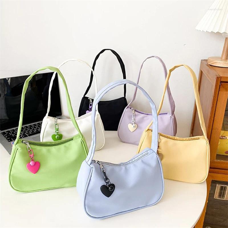 Evening Bags Soft Sister Girl Color Contrast Love Shoulder Bag Ins Style Girls Cute Casual With College Small Fresh