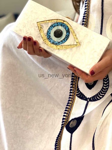 Sacs de soirée Solide Noir Perle Blanc Or Paillettes Evil Eye Marque Femmes Épaule Messenger Rabat Soirée Evileye Mariage Acrylique Boîte Pochette HKD230821