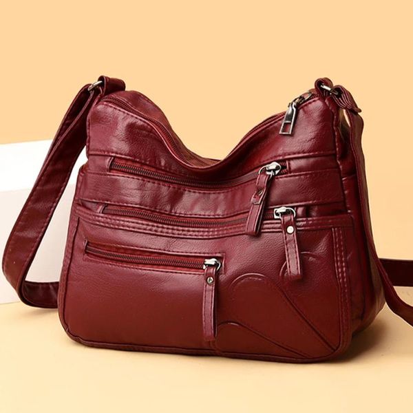 Bolsos de noche bandolera de hombro de cuero PU de Color sólido para mujer 2022 bolso de mensajero informal de diseñador multibolsillo de alta calidad Sac A Main