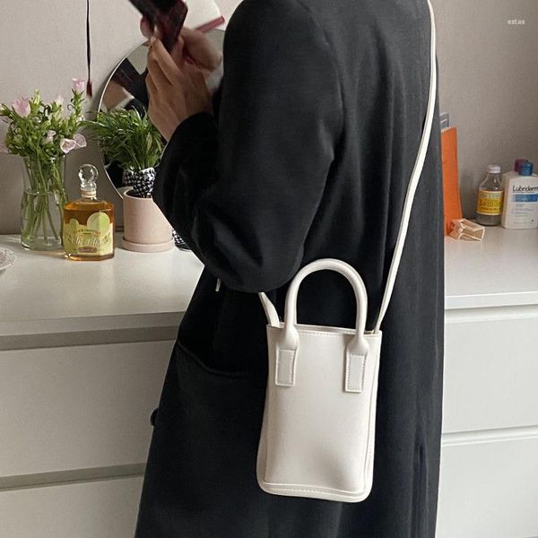 Bolsos de noche de Color sólido para mujer, bolsa Vertical, bolsos de mano a la moda para mujer, con asa superior en el hombro, Mini bolso de mano sencillo para chicas, bolso de mensajero