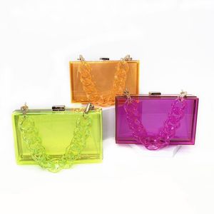 Eén schouder crossbody transparante acryl dameszak handtas ketting avondtas