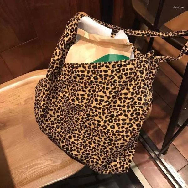 Bolsas de noche Corea del Sur Leopardo Bolsa de lona Estrella Pana Impresión Gran capacidad Hombro Oblicuo Span Girls Estilo coreano