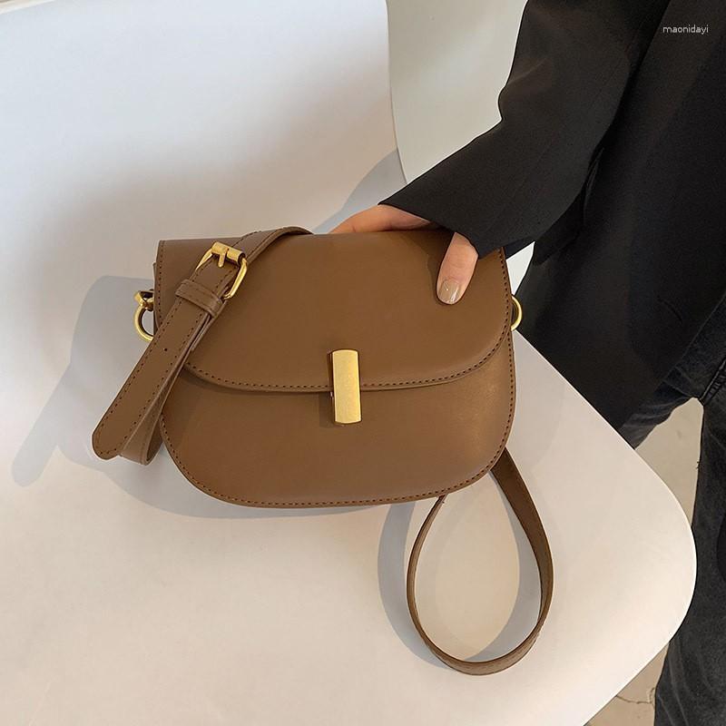 Evening Bags Spring And Summer Retro PU Crossbody For Women Korean Fashion Versatile Single Shoulder Bag Saddle Messenger