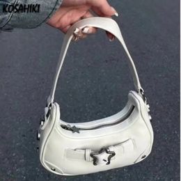 Bolsas de noche Primavera Vintage Casual Moda Sólido Estrella Bolsas de hombro Kawaii Japonés Damas Monedero Cremallera Bolsos de axilas Mujeres Y2K Estética 231118