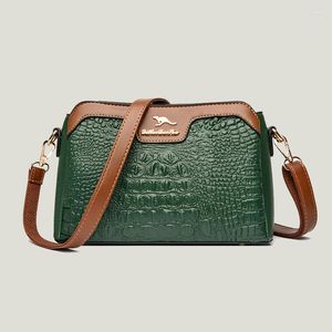 Sacs de soirée Storm Crocodile Pattern Bag Noble Temperament Women's Shoulder Trend Grande capacité Multi Layer Seau