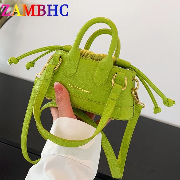 Bolsas de noche Color caramelo de verano Mini Shell PU Cadena de cuero Hombro Crossbody para mujeres Tendencia Lápiz labial Pequeños Monederos y bolsos 231123