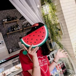 Avondtassen zomer vrouwelijk tas pu lederen vrouwen schattig fruitpakket ketting schouder messenger oranje watermeloen