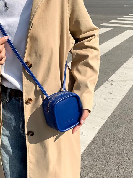 Bolsos de noche Summer Square Mini Women's Bag 2023 Fashion PU Leather Solid Soliding Crossbody for Women Blue Trend Biscuit Coin Purse