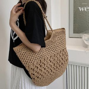 Sacs de soirée été paille sac pour femmes à la main tressé fourre-tout vacances creux plage bohême tissé épaule Shopper fourre-tout