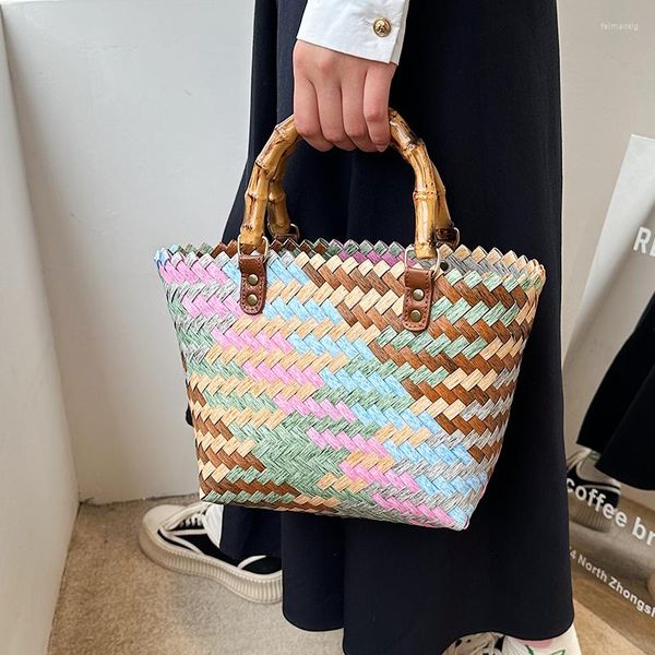 Sacs de soirée sac de paille d'été pour femmes tissé à la main sac à main de luxe grande capacité dame fourre-tout vacances plage rotin épaule panier