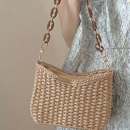 Avondtassen Zomer Stro Ketting Schoudertas voor Vrouwen Handtas Rotan Boho Causaal Geweven Messenger Mand Vrouwelijke Clutch Purse Sac 230704