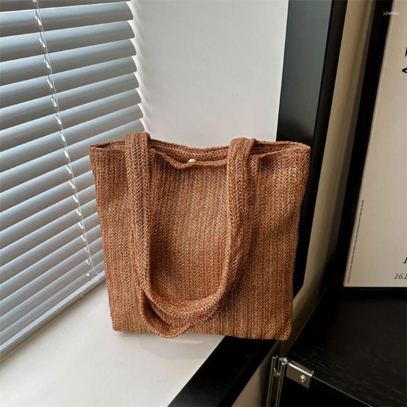 Evening Bags Summer Woven Handbag Trendy Women Shoulder Purse Large Capacity Travel Bag