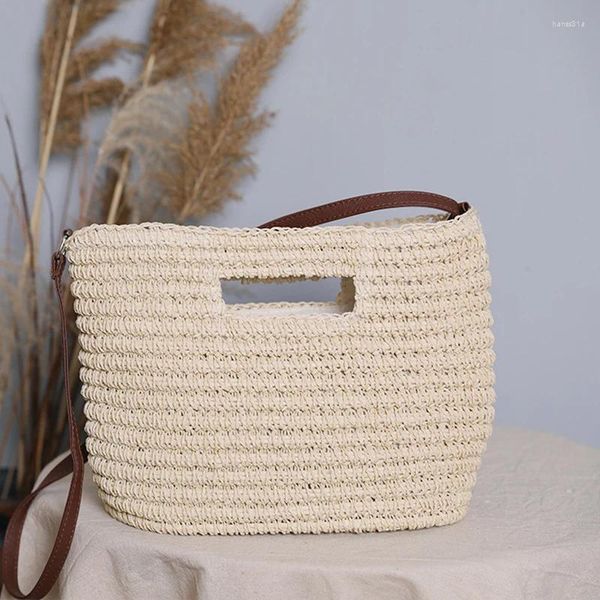 Sacs de soirée Sac à main de paille tissée estivale pour femmes Gandoue de grande capacité Rattan Seaside Beach Tassel Deicrs