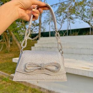 Bolsos de noche SUNNY BEACH, bolso de diseñador con lazo brillante, bolso de mano de lujo para mujer para fiesta, bolso de boda brillante para graduación