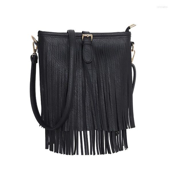 Bolsos de noche súper vintage Bohemio Messenger Crossbody Bagbody PU Cuero Mujeres Tassel Boho Hippie Gypsy Fomen Handbags