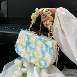 Bolsos de noche, bolso de mano con encaje Floral dulce, Mini bolso de mano, bolso de mano, bandolera de cuero PU de calidad para mujer, asa plisada 2023