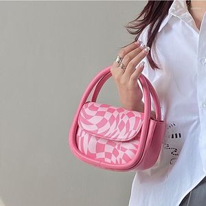 Avondtassen zoete roze dames kleine schouder schattige geruite girly toot portemonnee handtassen mode pu lederen vrouwelijke bovenste handgreep crossbody tas