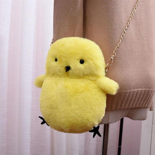 Bolsas de noche Dulce Relleno Peluche Lindo Pollo Bolso Hombro Juguete Niñas Moda Teléfono Celular Cadena Mujeres Kawaii Dibujos Animados Animal Messenger