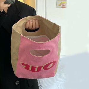 Sacs de soirée Tas tangan belanja lucu baru tas Tote kanvas cetak huruf pelajar kasual pour anak perempuan kotak makan siang santai Bento portable 230905