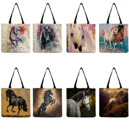 Bolsas de noche El caballo Impreso Bolsa de asas Respetuoso del medio ambiente Alta capacidad Compras Moda Bolsos casuales Viajes Playa Diario Mujeres Hombro