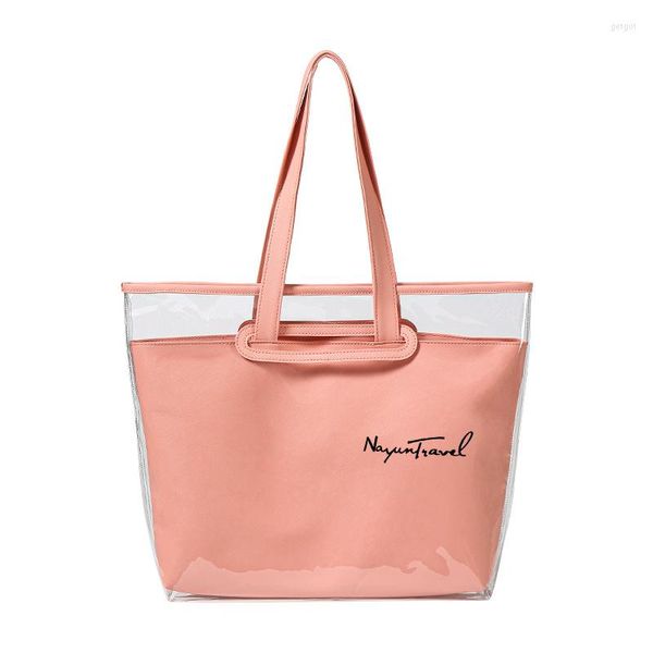 Sacs de soirée TINYAT Femmes Sac Transparent PVC Étanche Épaule Nager Transparent Mère Sac À Main Fille Concert Shopping