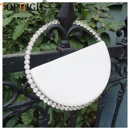 Bolsas de noche TOPHIGH LUJO BRILLANTE DIAMANTE Embrague redondo para las mujeres Manija circular Monedero Diseñador Fiesta Boda Cena Tote 230506