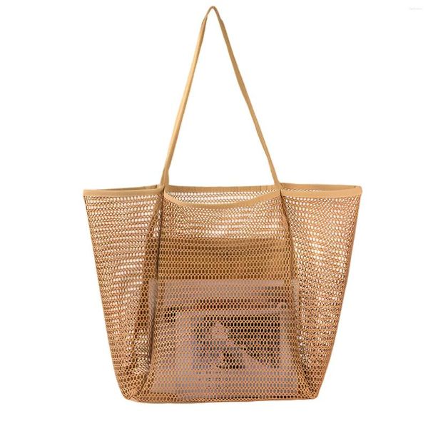 Bolsos de noche, bolso de mano, viaje, verano, con bolsillo con cremallera, para mujer, playa, reutilizable, informal, Picnic, malla grande, gimnasio, compras, plegable