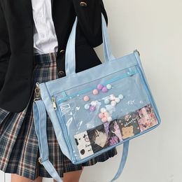 Avondtassen transparant kawaii Japanse middelbare schoolmeisjes jk tas dames dames schouder klassieker itabag met drie kaarten helder ita bagsevenin