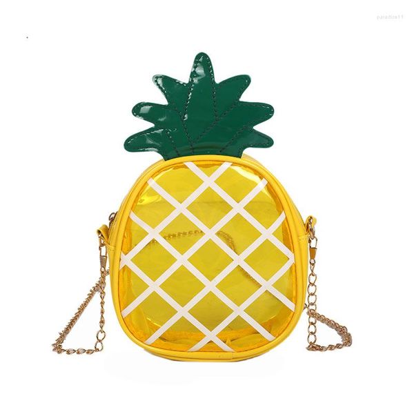 Sacs de soirée Sac d'ananas transparent à la mode et personnalisé imprimé épaule chaîne en métal femmes sacs à main mignons