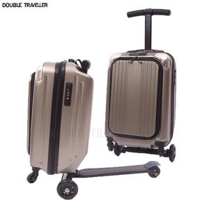 Sacs de soirée Voyage 21 pouces petite valise boîte de mot de passe sac de chariot pliant avec scooter bagage à main roues cas roulant 231123